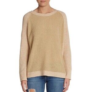 Free People Tabbard Pullover Long Sleeve Wool Knit Sweater Tan Cream Size XS